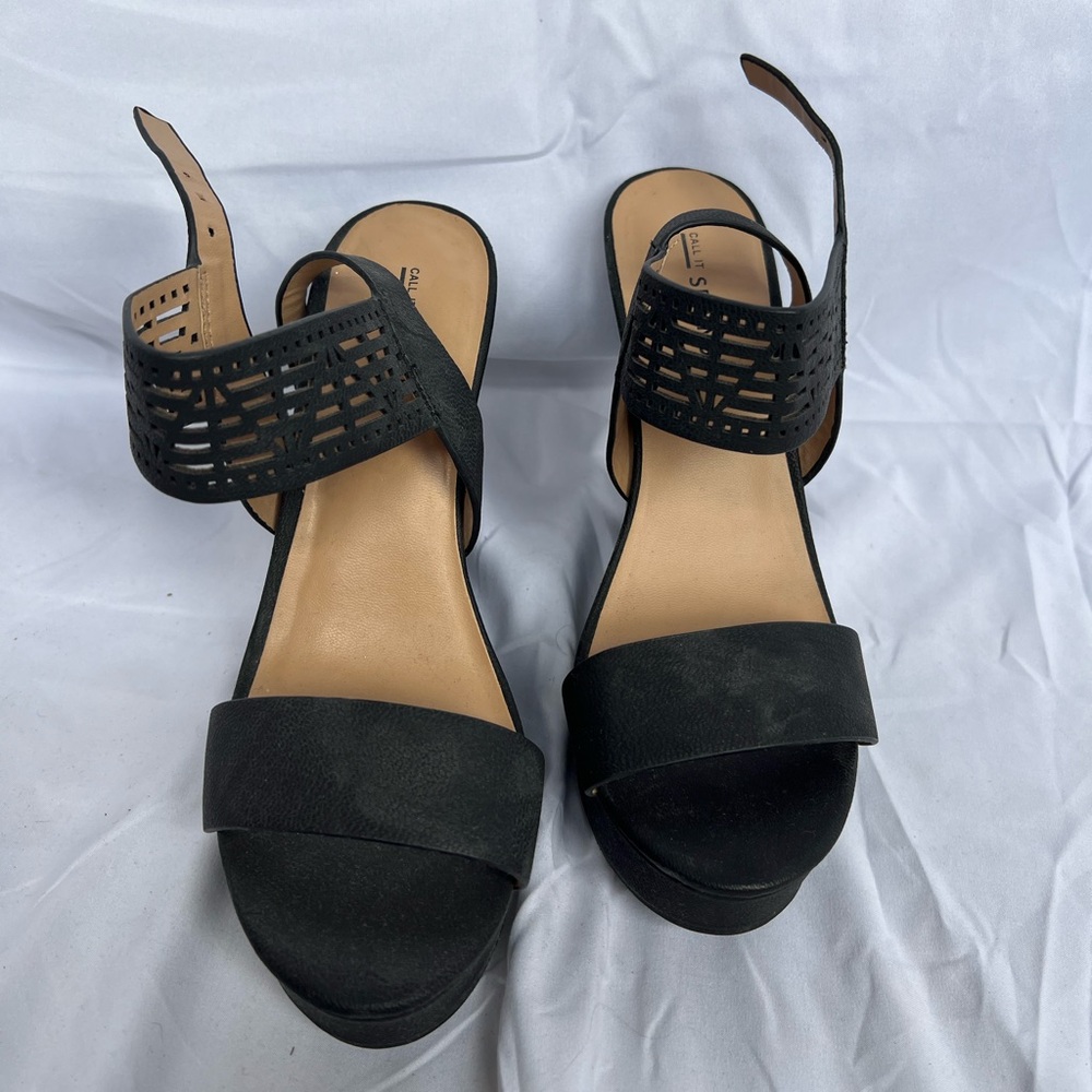 Black Call it Spring wedges, size 7